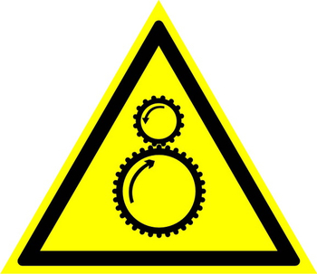 W29 осторожно! возможно затягивание между вращающимися элементами (пластик, сторона 200 мм) - Знаки безопасности - Предупреждающие знаки - магазин "Охрана труда и Техника безопасности"